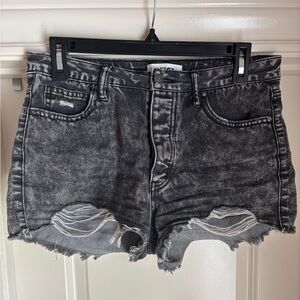 RSQ Black Jean Shorts Distressed Frayed Hem